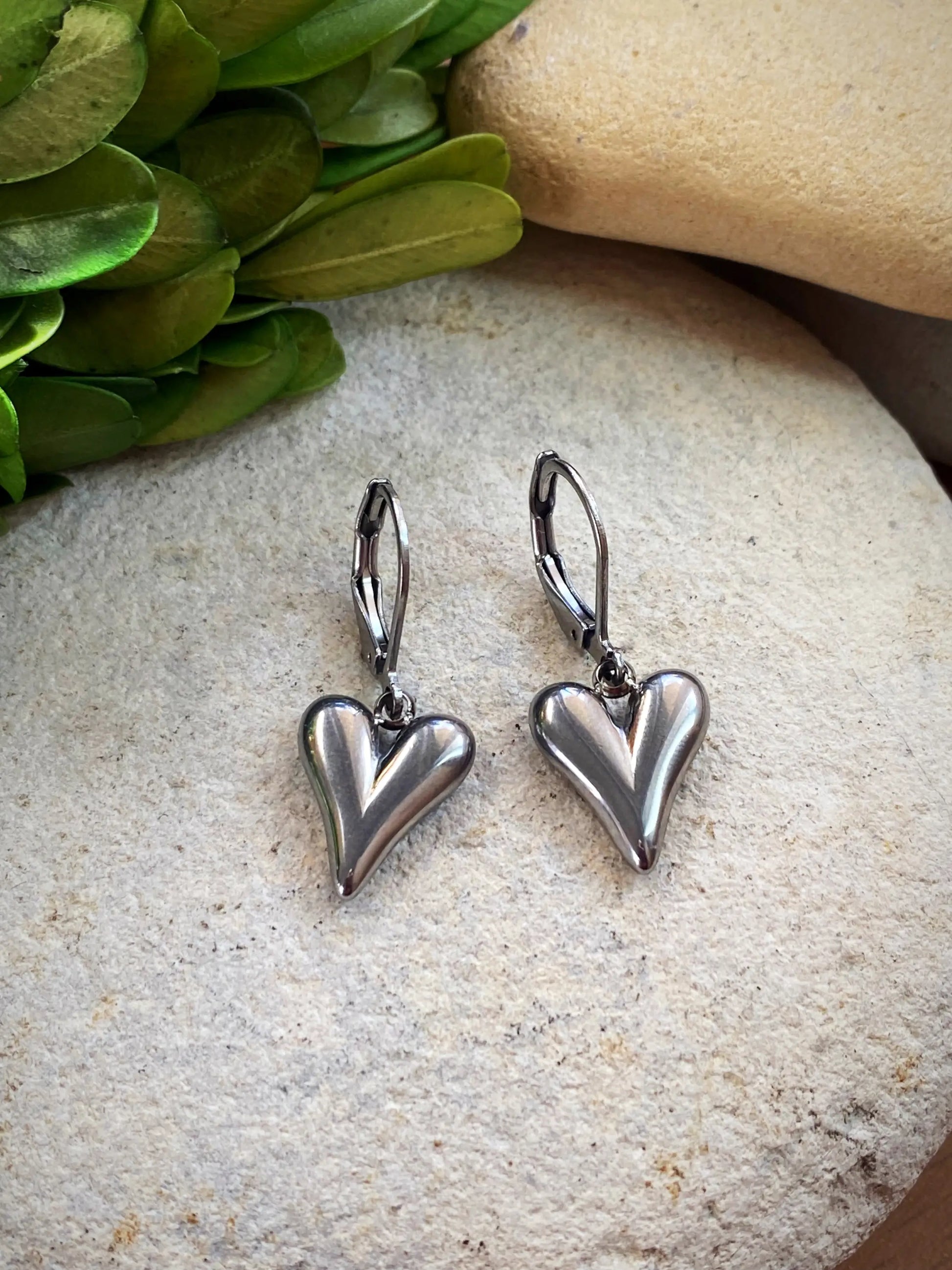 SILVER HEART EARRINGS Bellaforma Jewelry