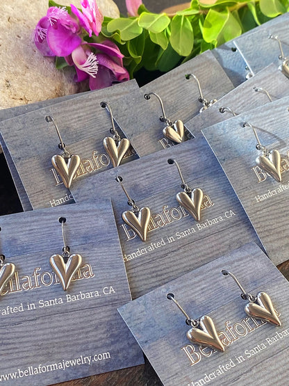 SILVER HEART EARRINGS Bellaforma Jewelry