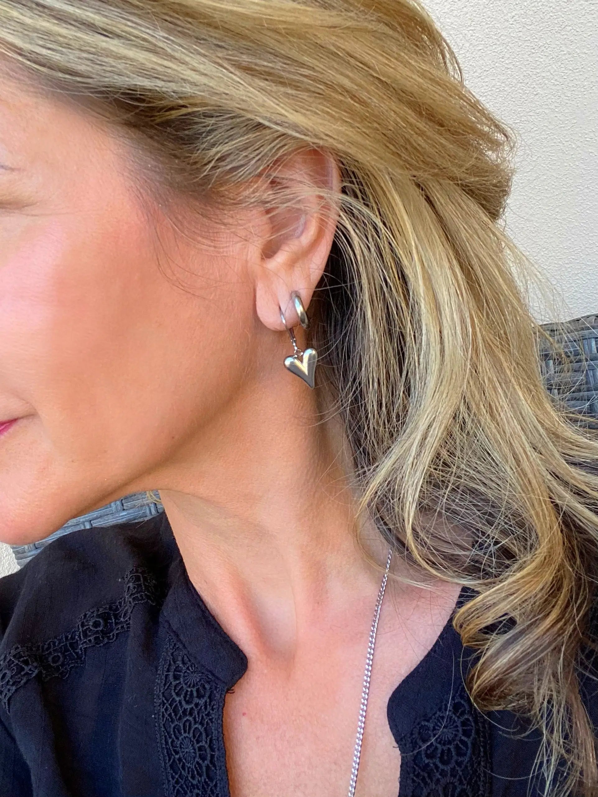 SILVER HEART EARRINGS Bellaforma Jewelry