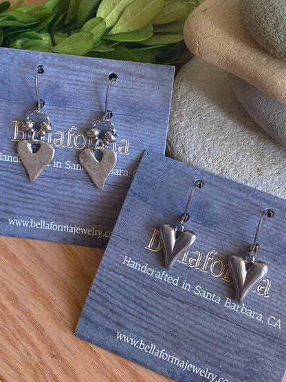 SILVER HEART EARRINGS Bellaforma Jewelry