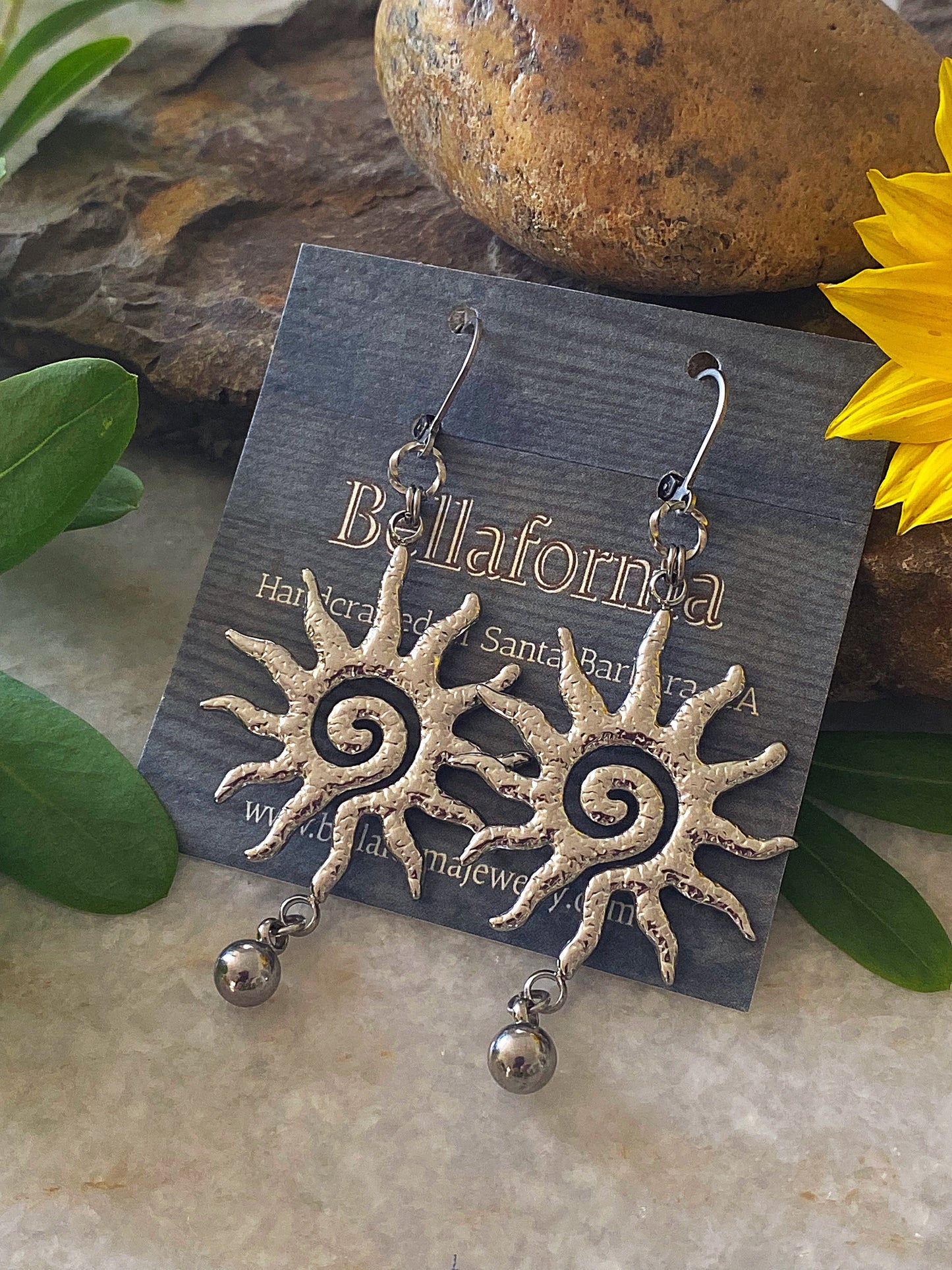HAMMERED SUN EARRINGS Bellaforma Jewelry
