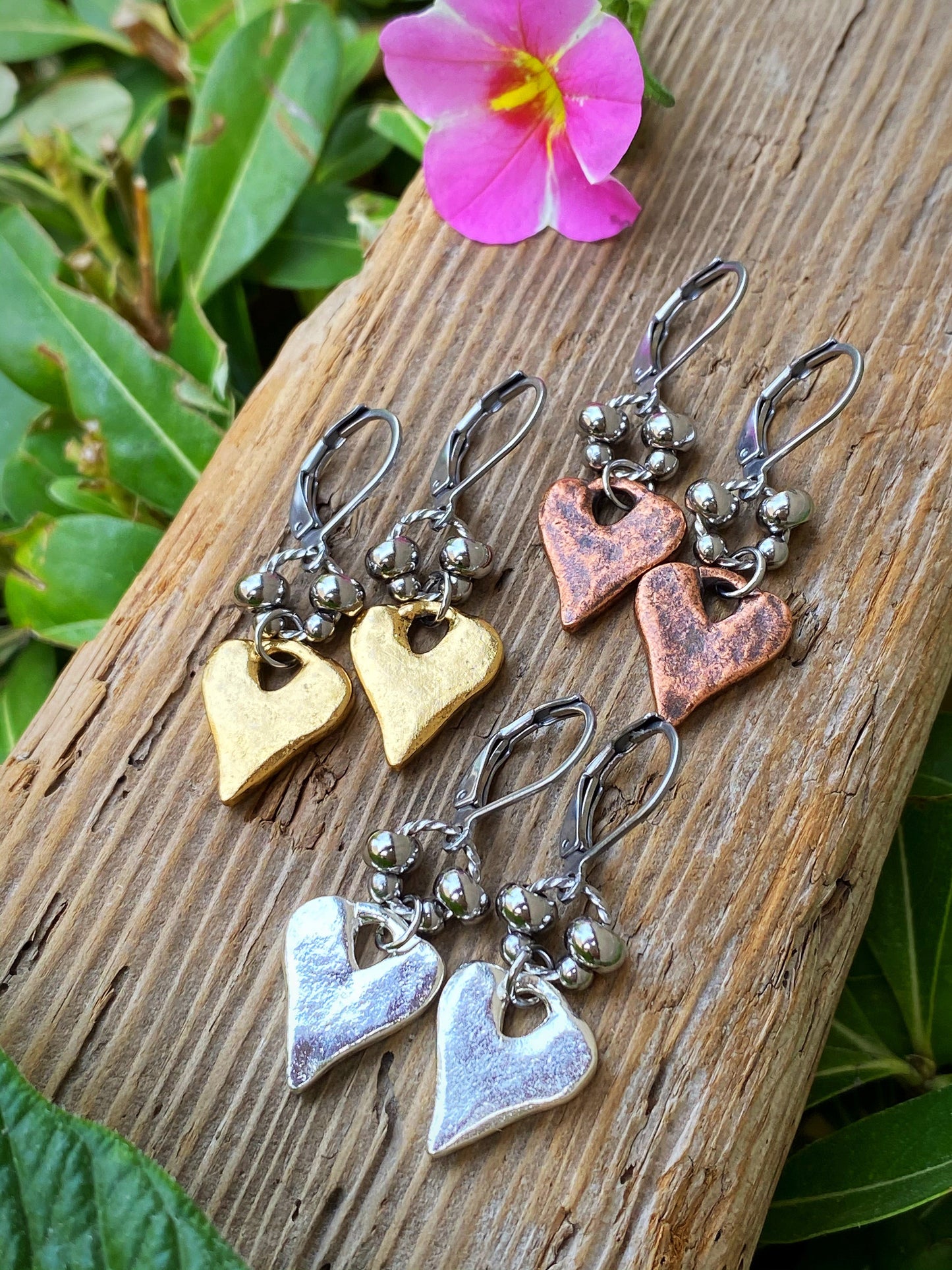 RUSTIC HEART EARRINGS Bellaforma Jewelry
