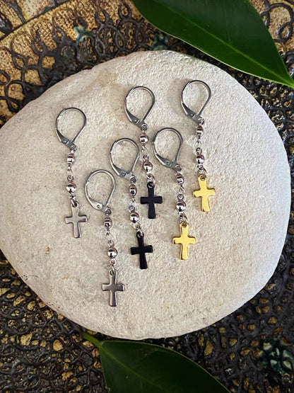 BEADED CROSS EARRINGS Bellaforma Jewelry