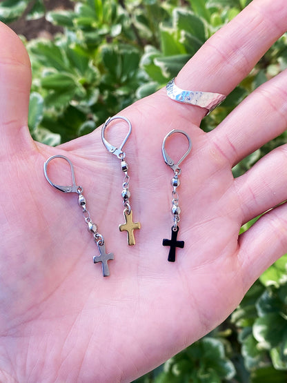 BEADED CROSS EARRINGS Bellaforma Jewelry