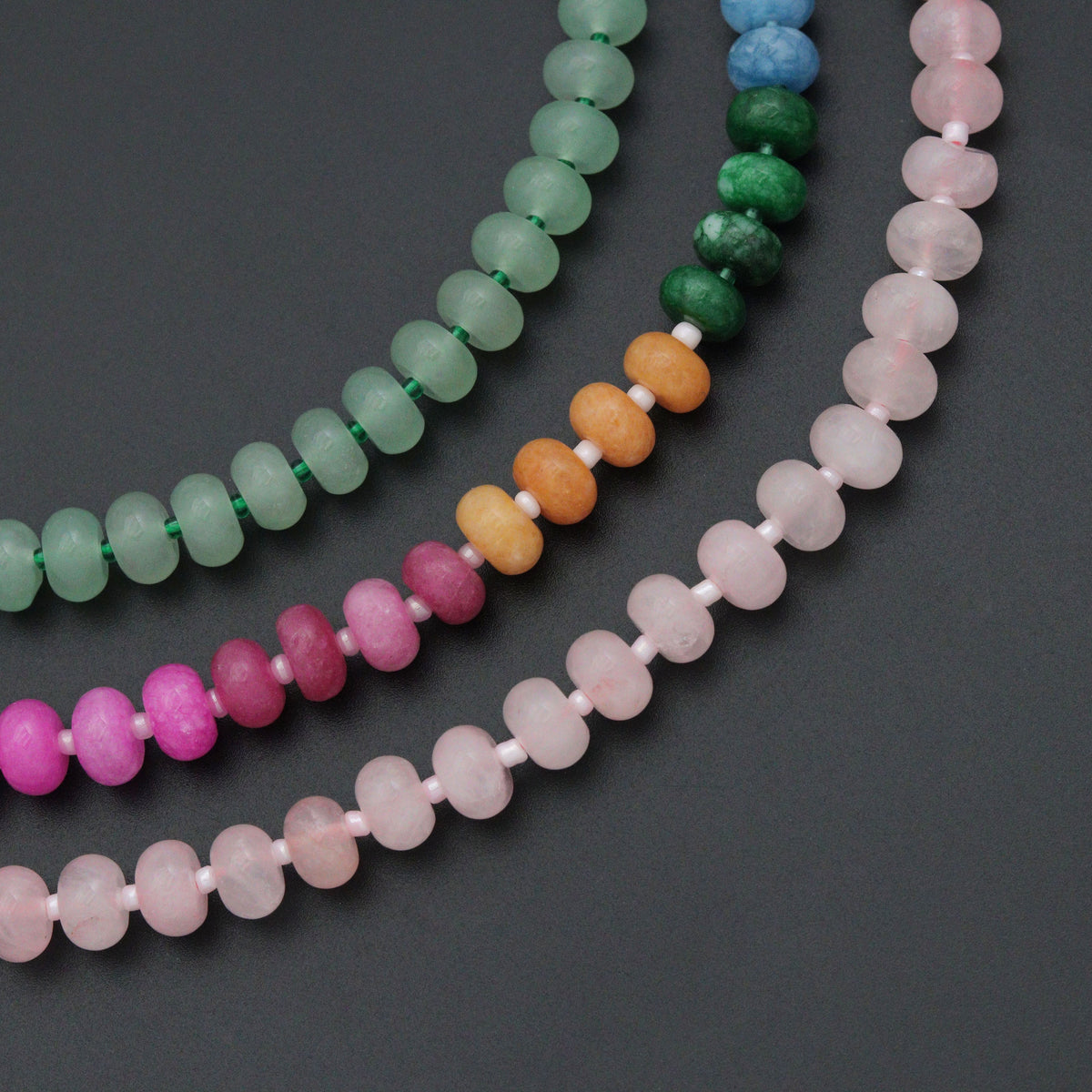 Pink Rainbow adventure green Roundelle Gemstone necklace, sku#EF810