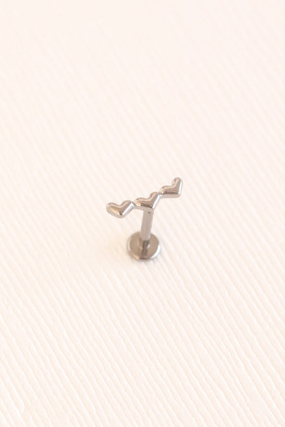 Heart Trio Flat Back Stud