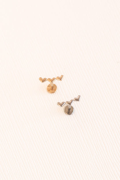 Heart Trio Flat Back Stud