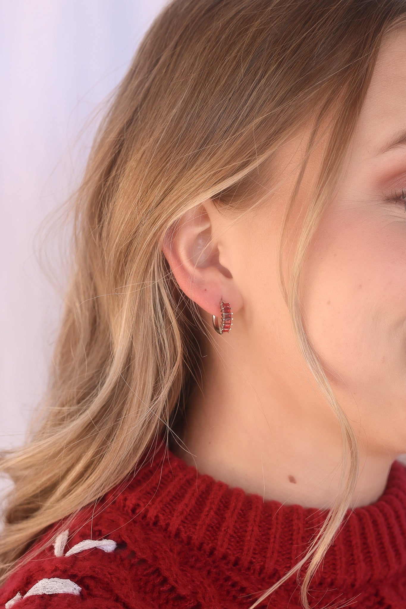 Diamond Hoop in Red