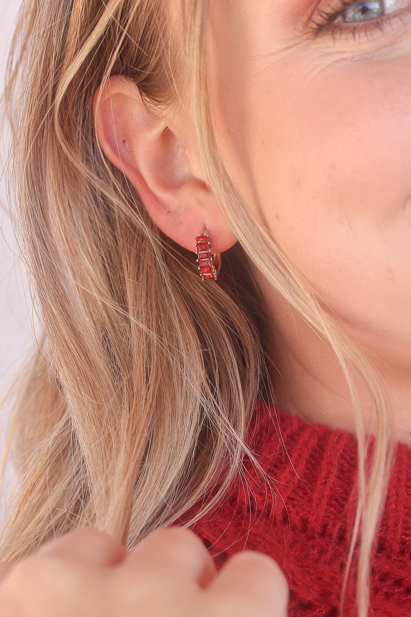 Diamond Hoop in Red