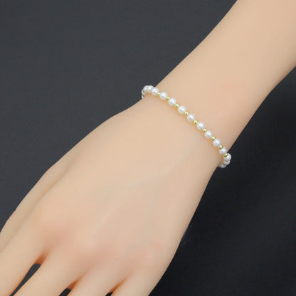 7'' Round Gold  Hematite with MOP Stretchy Bracelet, Sku#EF739