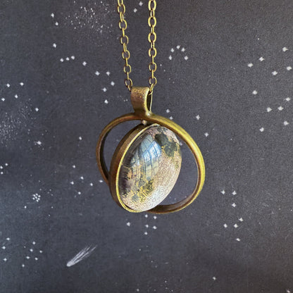 New Moon Double Sided Fidget Pendant Necklace