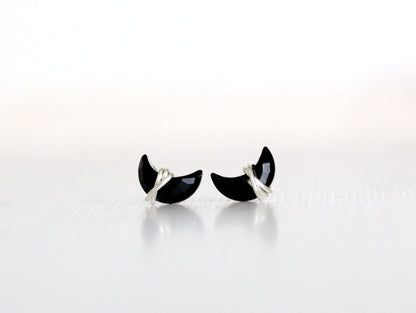 Mini Moonbeam Studs - Black Agate