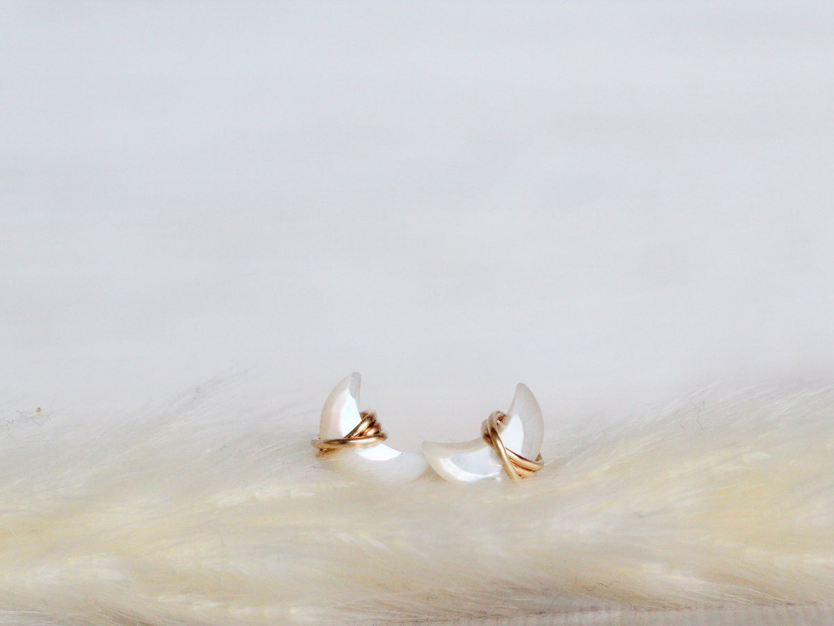 Mini Moonbeam Studs - Mother of Pearl