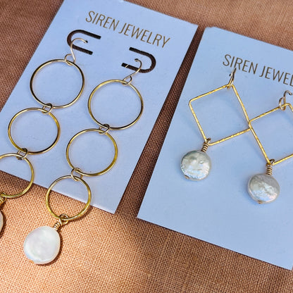 FIN COIN PEARL EARRINGS
