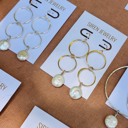 SKYLER COIN PEARL EARRINGS