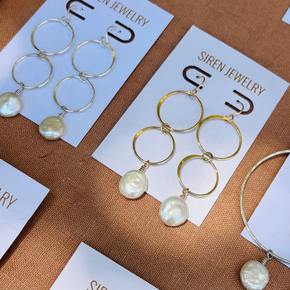 SKYLER COIN PEARL EARRINGS