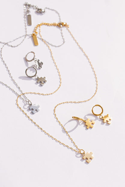 Puzzle Piece Huggie Hoops