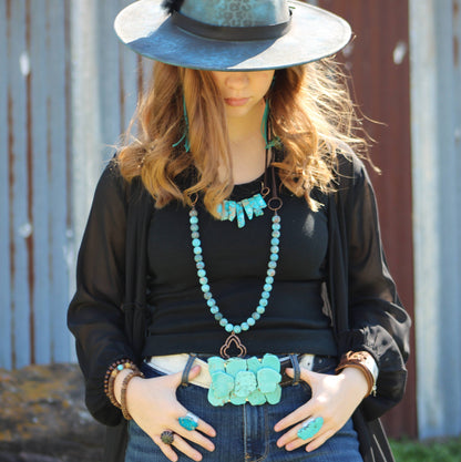 Regalite Slab Necklace with Leather Closure 252j