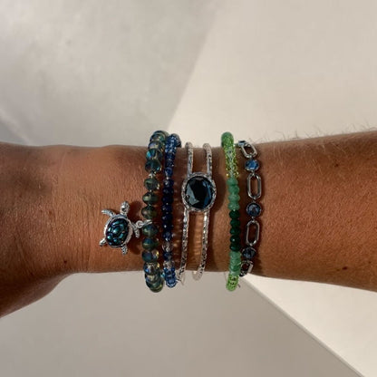 Ombre Faceted Stone Beaded Charm Bangle, Green ALEX AND ANI