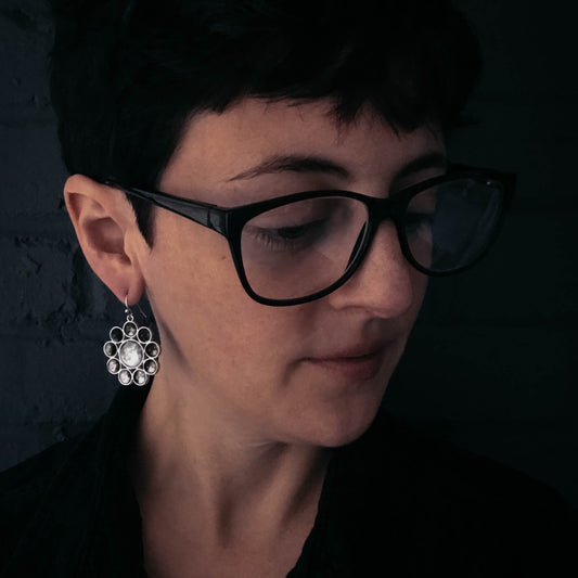 CLEARANCE Moon Phases Halo Dangle Earrings