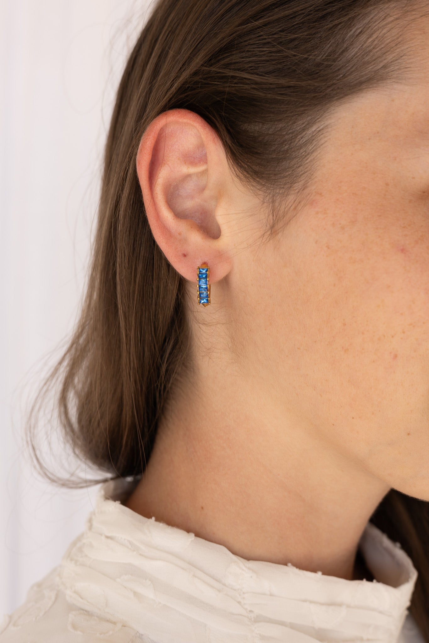 Diamond Hoop in Blue