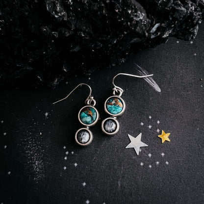 Earth and Moon Natural Stone Dangle Earrings