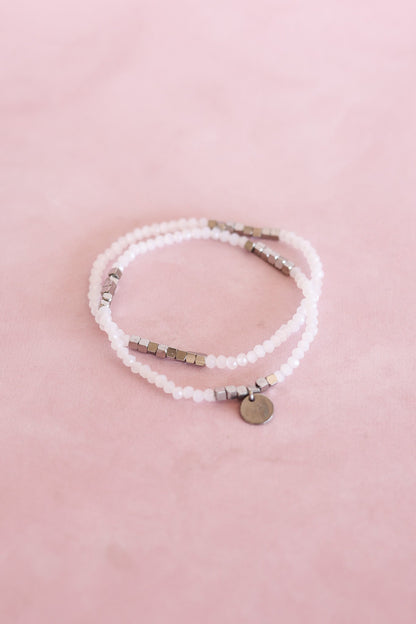 Clara Bracelet Set in White