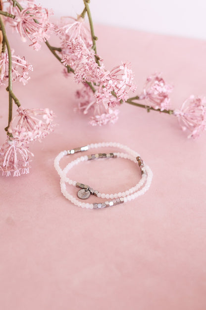 Clara Bracelet Set in White