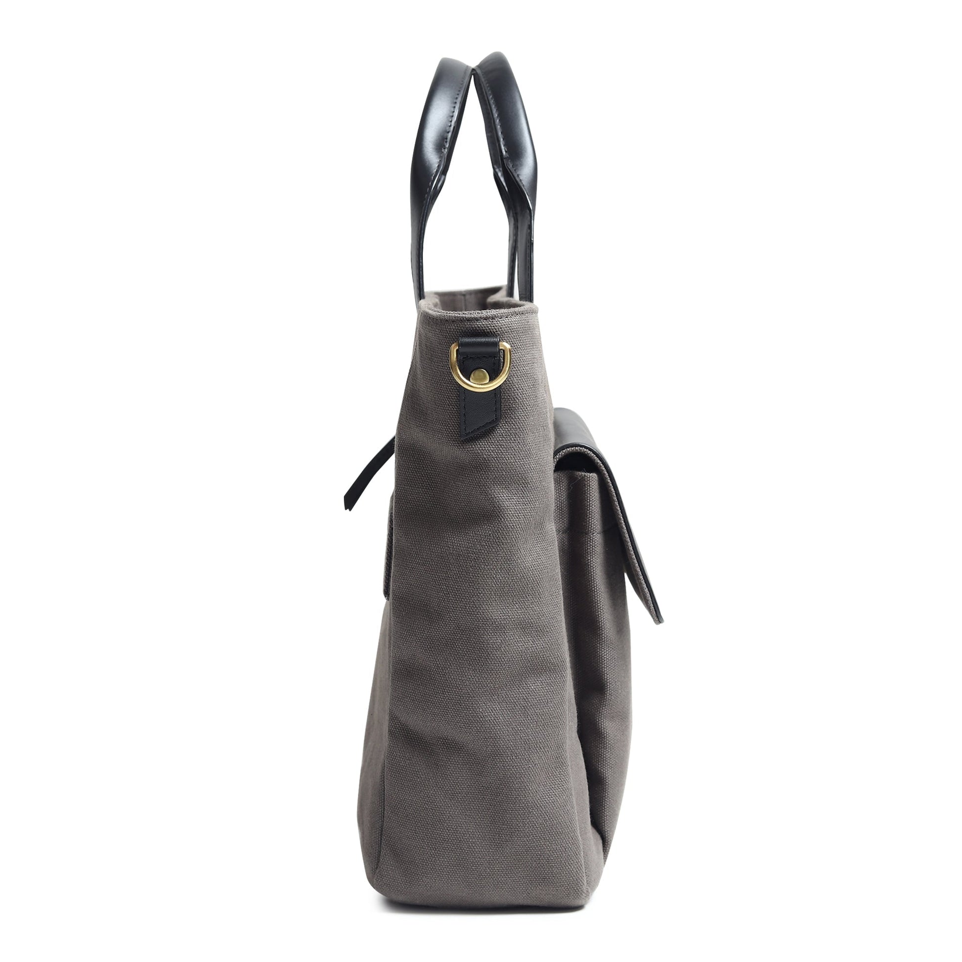 Voyager Canvas Leather Briefcase, Gray Classy Leather Bags