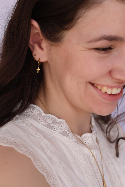 Dainty Cross Hoop