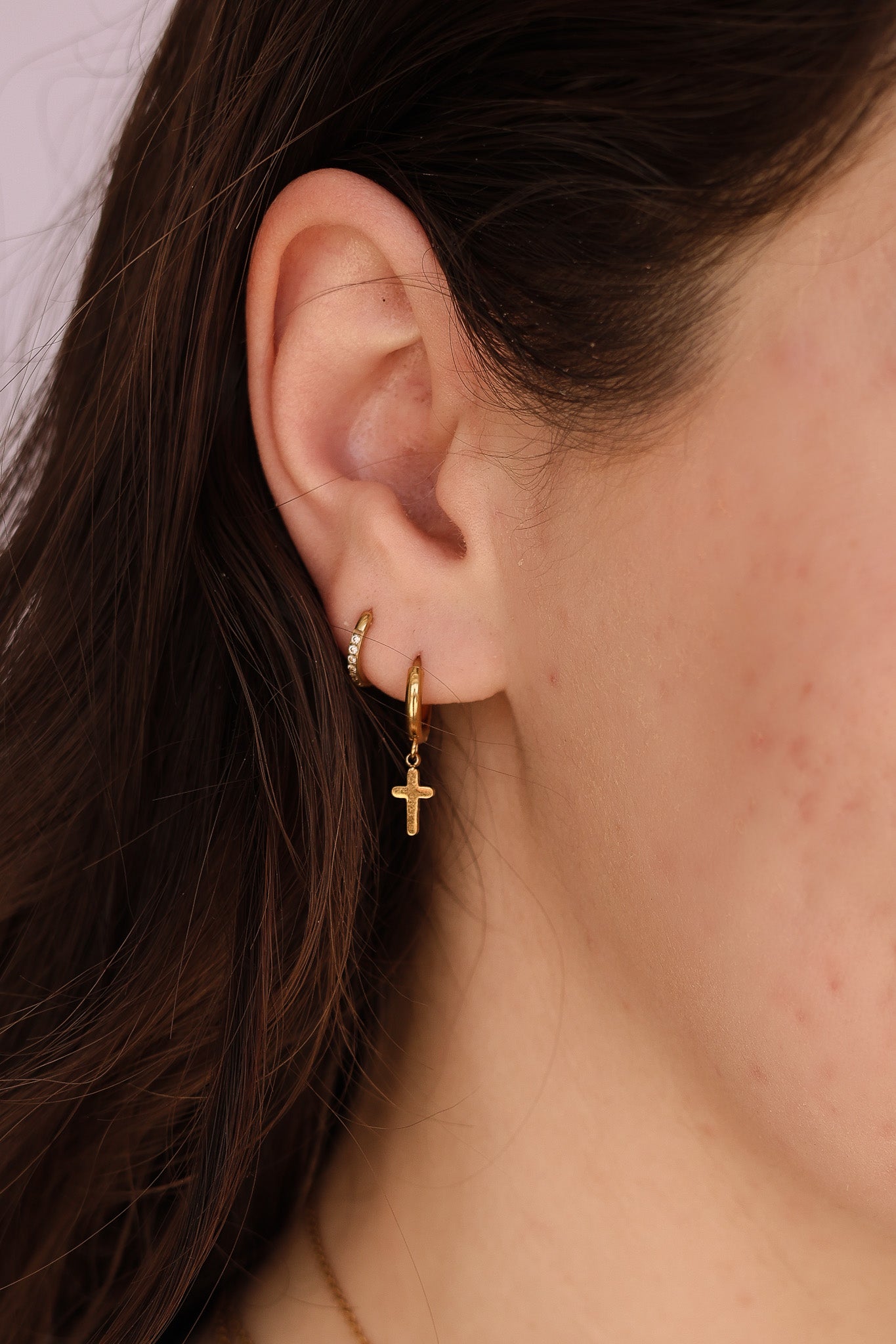 Dainty Cross Hoop
