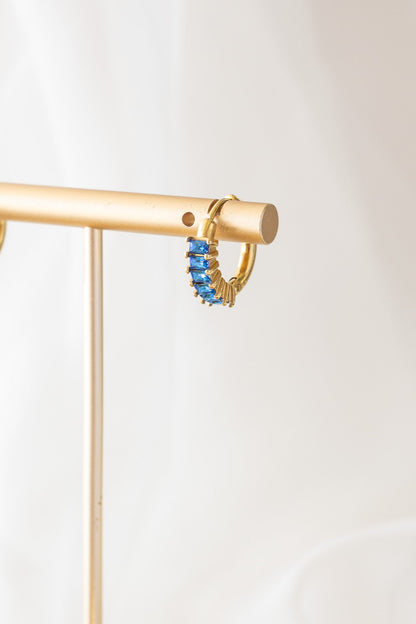 Diamond Hoop in Blue