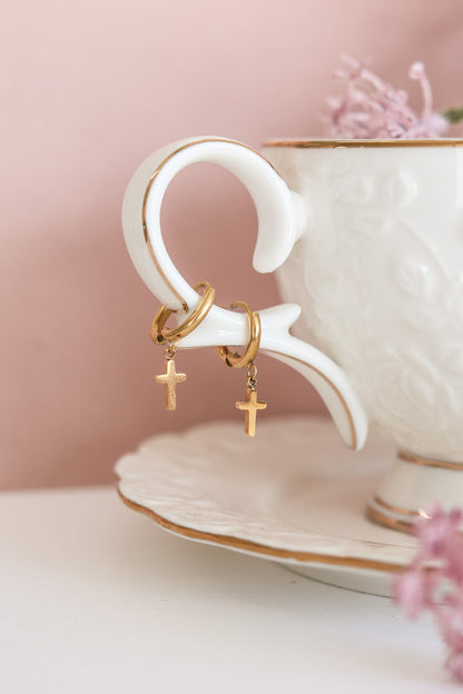 Dainty Cross Hoop