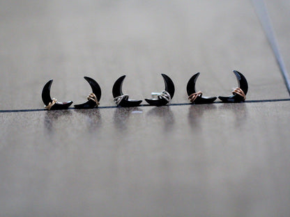 Moonbeam + Stardust Studs - Black Agate