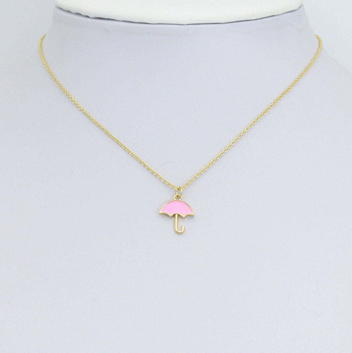 Pink Enamel Umbrella Shape Pendant,CZ Micro Pave Enamel Pendant,Enamel Jewelry, 14x12mm,Sku#Y523