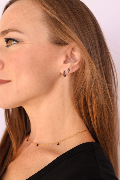 Micro Crystal Hoop in Black