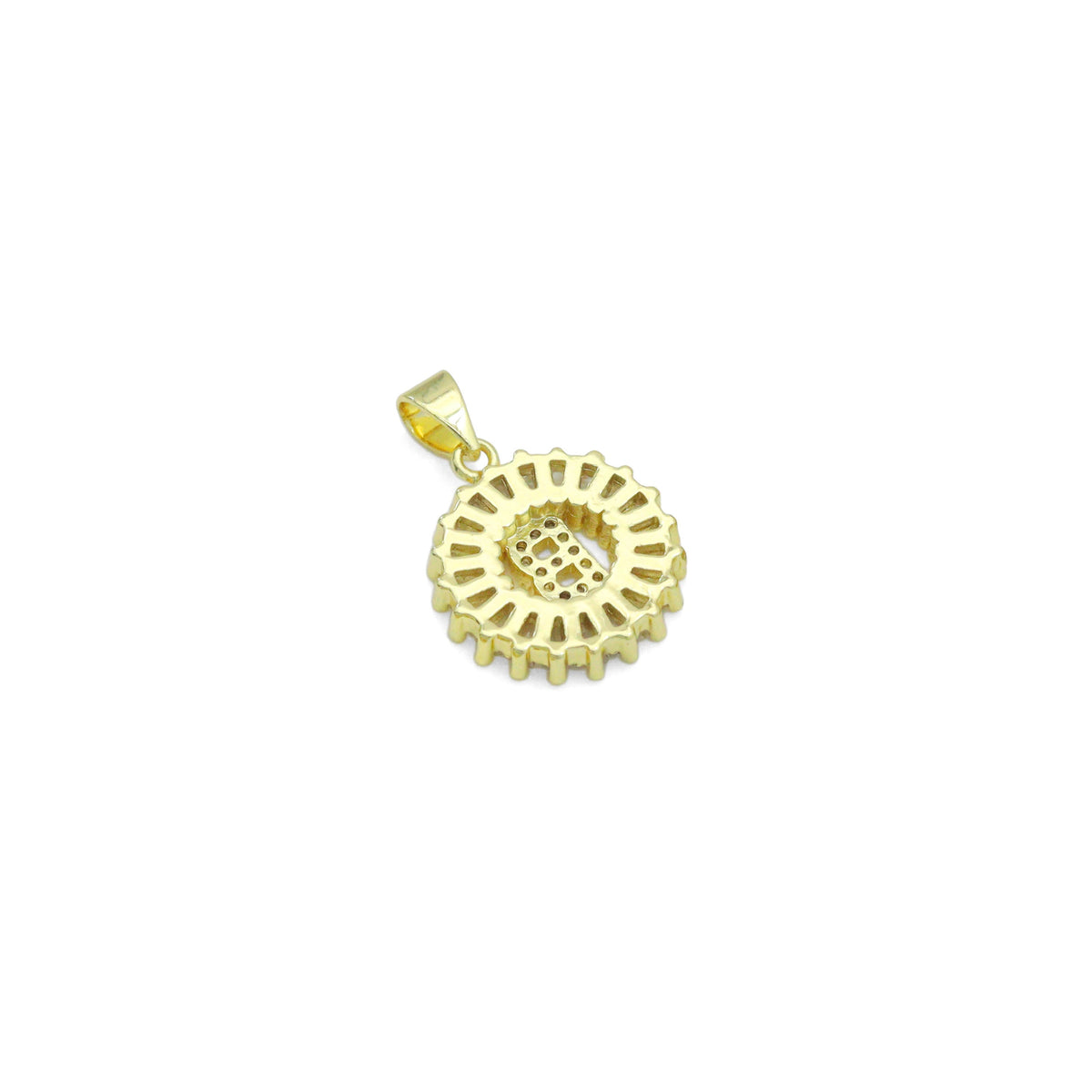 Baguette CZ Circle Initial Letter Charm/Pendent, Alphabet  Pendent, Gold/Silver Finish, sku#Z1483A