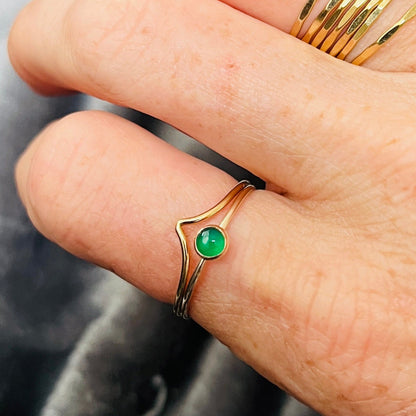 14K Gold Filled EMERALD ONYX GEMSTONE RING