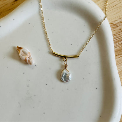 14k gold filled MARLEY PEARL NECKLACE