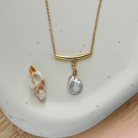 14k gold filled MARLEY PEARL NECKLACE