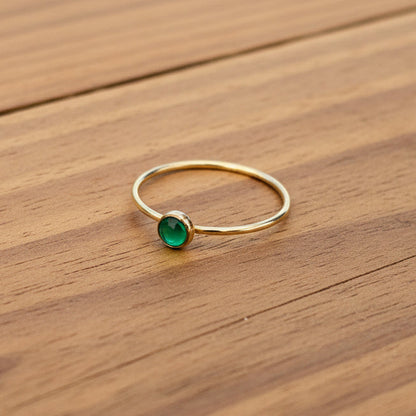 14K Gold Filled EMERALD ONYX GEMSTONE RING