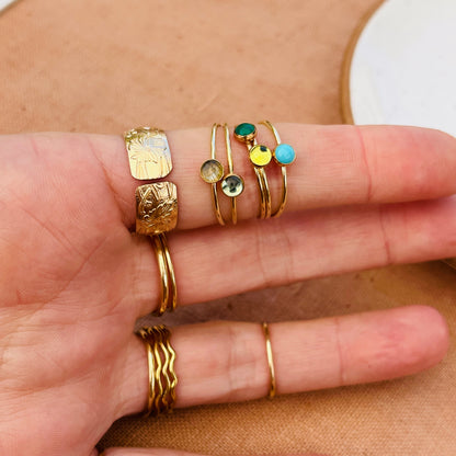 14K Gold Filled EMERALD ONYX GEMSTONE RING
