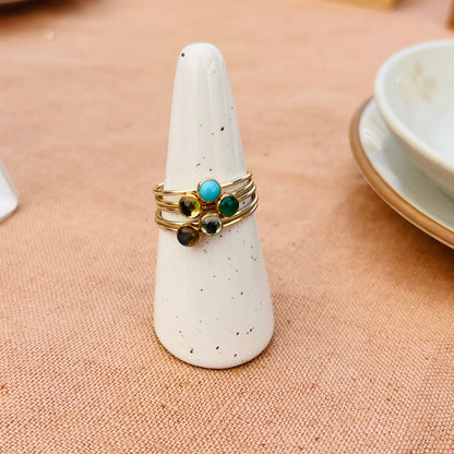 14K Gold Filled EMERALD ONYX GEMSTONE RING