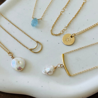 14k gold filled COIN PEARL NECKLACE