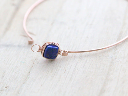 Lapis Lazuli Bezel Wrapped Bangle