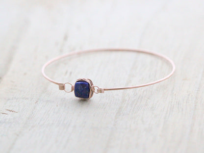 Lapis Lazuli Bezel Wrapped Bangle