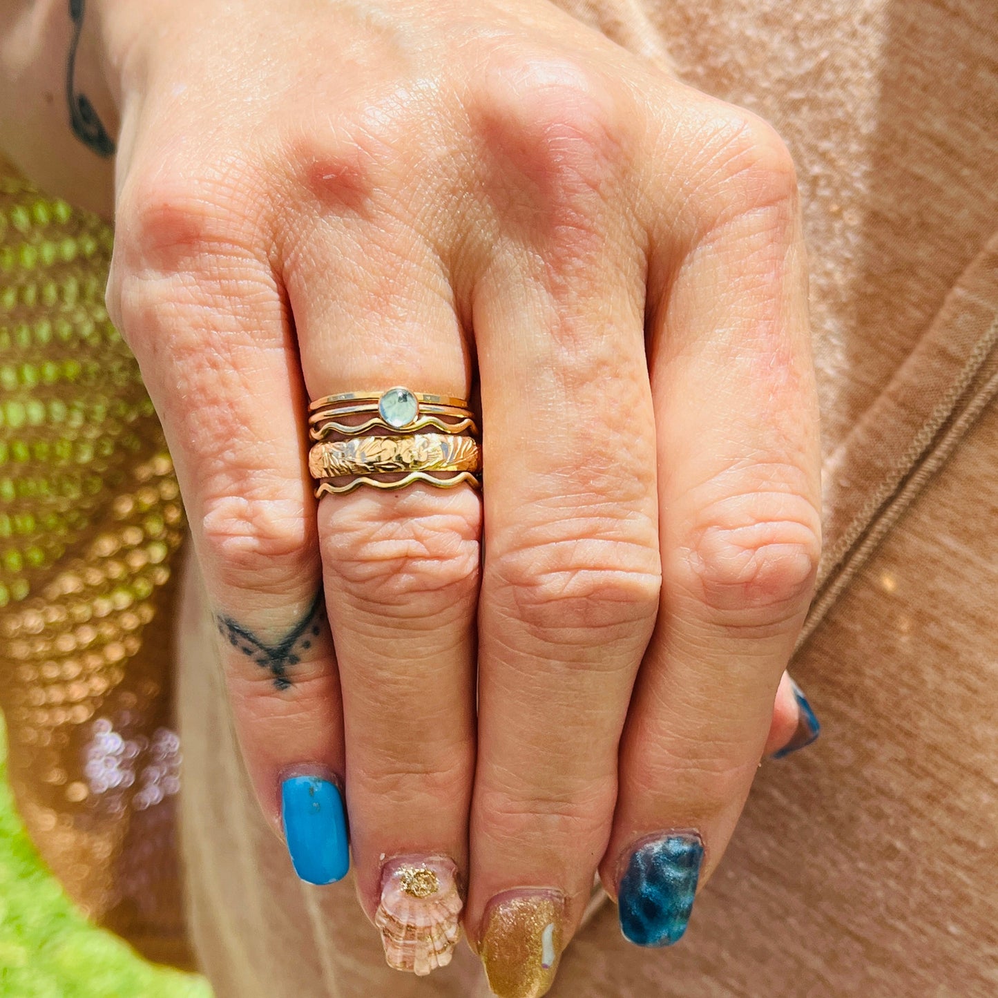 14k gold filled BLUE APATITE GEMSTONE RING