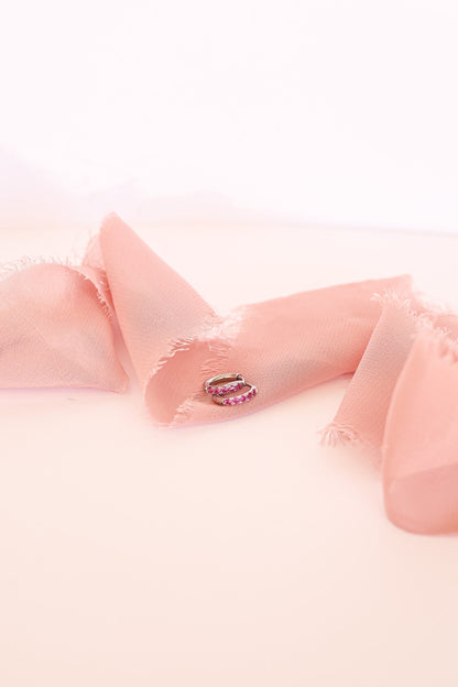 Micro Crystal Hoop in Pink