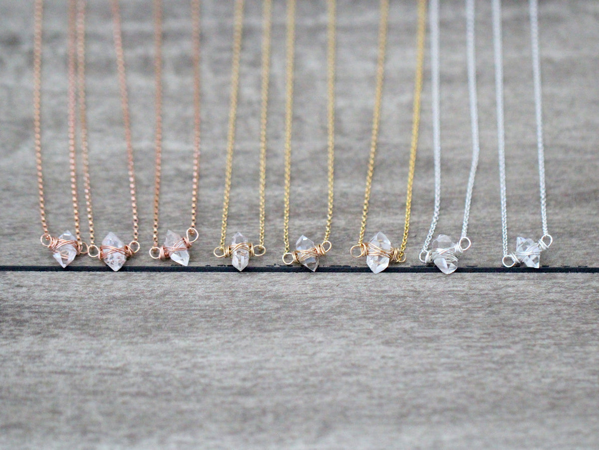 Herkimer Diamond Caged Necklace - As Seen On Law & Order SVU