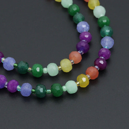 Colorful Jade Beads Adjustable necklace Bracelet, Sku#EF786